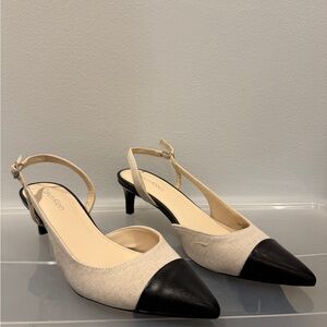 Calvin Klein Black and Cream Slingback Heels